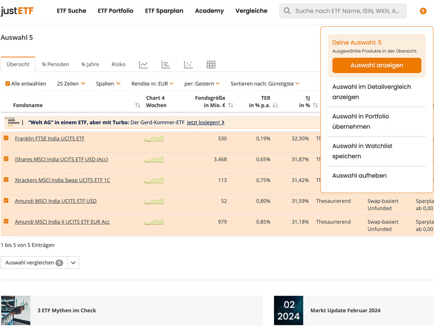 ETF-Auswahl vergleichen - justetf.com